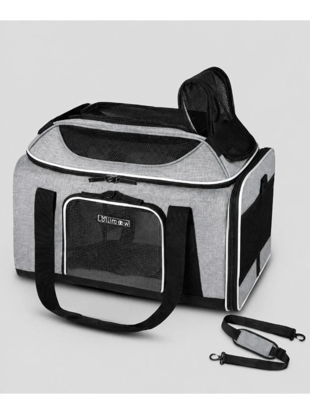 Petskd Top‑Expandable Pet Carrier – Grey – 17×11×9.5 – Airline Approved